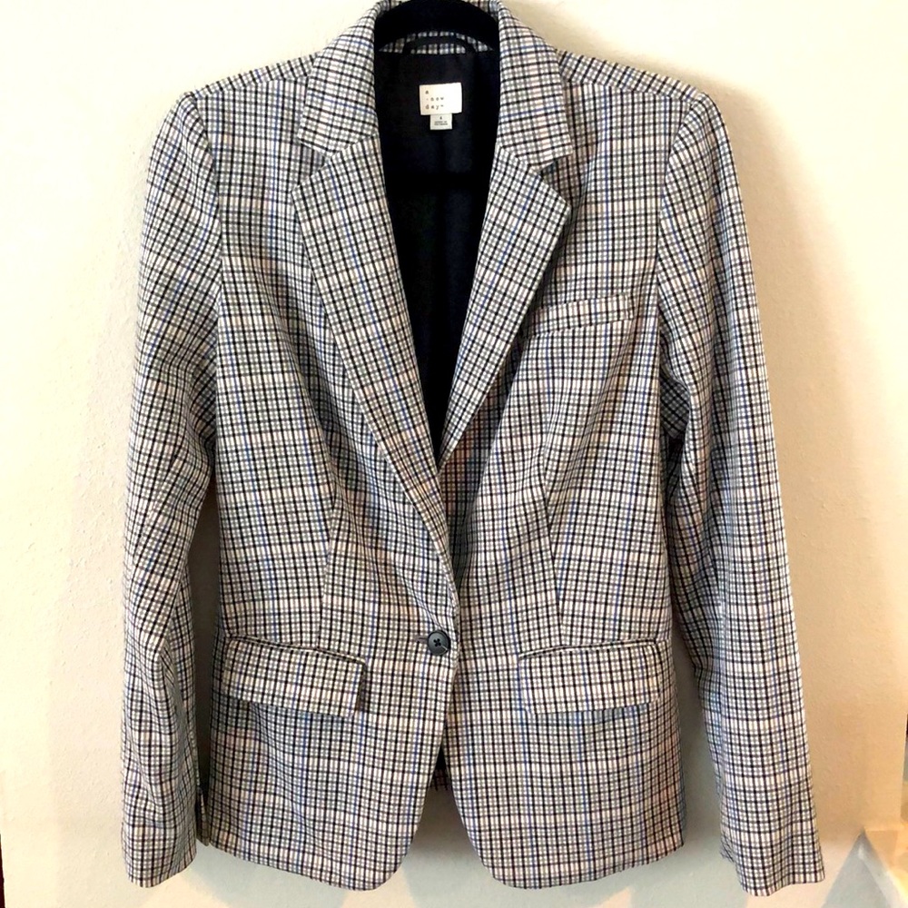 a new day Plaid Blazer - Black and White